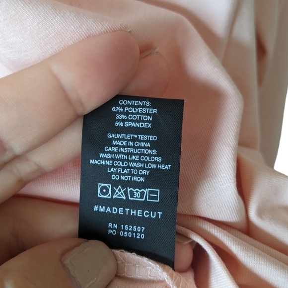 Cuts Clothing AO Long Sleeve Curve-Hem Tee XL Pale Pink - Picture 7 of 7